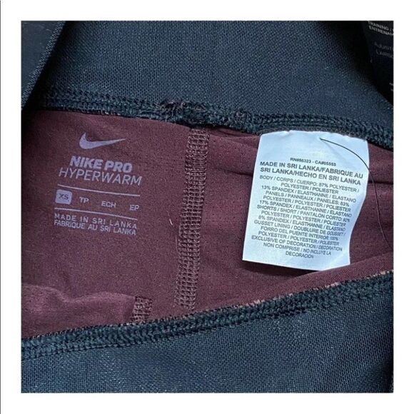 Nike Pro Hyperwarm Training Leggings 933305 652‎ Burgundy Knit Shorts Spring Gym - Picture 8 of 12